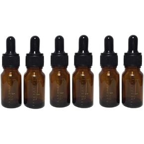 erioctry 6PCS 10ml 0.34oz Empty Refillable Amber Graduated Glass Essential Oil Bottle Vial Container with Glass Pipette Dropper