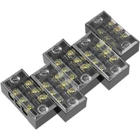 uxcell 5 Pcs Dual Rows 3 Positions 600V 15A Cable Barrier Block Terminal Strip TB-1503L