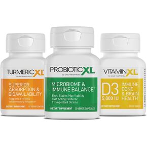 TrioXL - 3 Powerful Supplements That Promote a Strong Immune System, Includes TumericXL, VitaminXL D3 & ProbioticXL, Gluten-Free Immune Booster, 3-30 Count