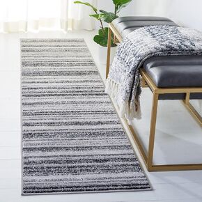 SAFAVIEH Skyler Collection 2' x 8' Grey/Black SKY121Z Stripe Non-Shedding Entryway Foyer Living Room Bedroom Kitchen Runner Rug