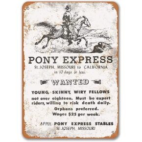 Agedsign 1861 Pony Express Vintage Look Reproduction Signs Metal Wall Poster Tin Sign Vintage BBQ Restaurant Dinner Room Home Kitchen Decor 8x12 Inches