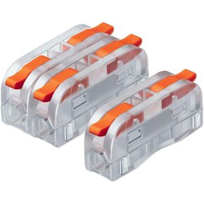 GKEEMARS 50 Pcs Mini Lever Wire, 1 Conductor Compact Wire Connectors Splicing Connectors for Circuit Inline 24-12 AWG (1 in 1 Out - Clear)