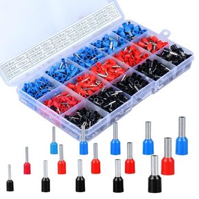 1065PCS Wire Ferrules Terminal Kit AWG22-12(0.5-4mm²) Insultaed Cord Pin End Terminal, Assortment Ferrule Wire Crimp Terminal 5 Sizes 3 Colors for Industrial, Electric, Power Control System etc