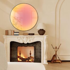 32 Inch Round Mirror Circle Mirror Wall Decor Mirror for Wall Hanging Decorative Mirrors with Colour Reflection for Entryway, Bathroom, Bedroom, Living Room Aluminum Alloy Frame Black