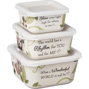Precious Moments 3 Piece Elephant/Monkey/Bear/Sloth Snack Box, Multi