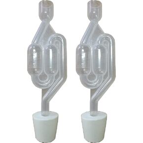 2 Piece S-Shape Air Lock Twin Bubble Plastic with #6 Rubber Stopper Grommet Homebrew Fermentation Wine Valve Wine Beer Making Twin Bubble Fermentation