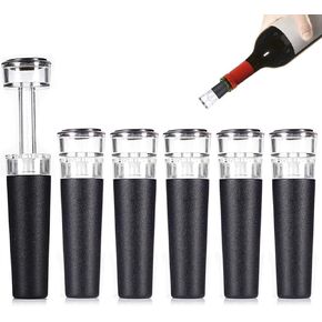 Wine Stoppers, 6 Pack Vacuum Wine Stopper, Reusable Wine Bottle Stoppers with Built-in Vacuum Pump Leakproof Wine Bottle Sealer Silicone Caps, Air Remover Corks Wine Saver for wedding Birthday Party