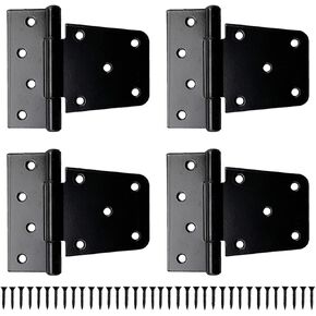 4 Pack 3.5 Inch Door Hinges Shed Hinges Heavy Duty Gate T Hinges Black Finish with Screws