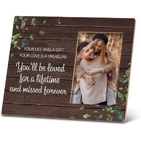 SRADMO Memorial Picture Frame,In Memory of Loved One Gifts,Sympathy Gifts for Loss of Loved One,In Loving Memory 10x8 inch Wooden Tabletop Photo Frame