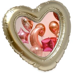 Isaac Jacobs 4x4 Rose Gold Balloon Heart-shaped Picture Frame with Easel & Hook for Tabletop&Wall Display, Decorative Art Design, Home Décor, Gallery Wall, Bookshelf, Desktop Display (4x4, Rose Gold)