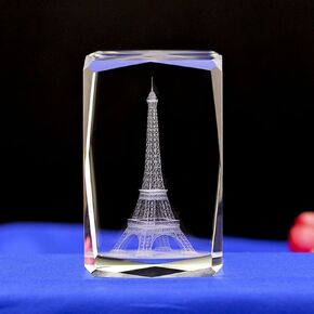 Eiffel Tower 3D Crystal Souvenirs Decorative, Paris Landmarks Decorative Ornaments Gift Set,France Travel Gift Set