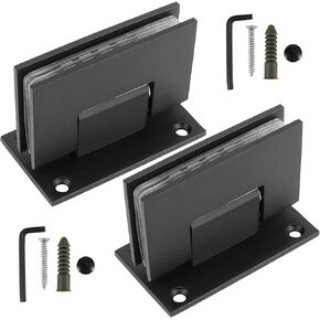 ZOENHOU 2 Packs Silver Glass Door Hinges, 90 Degree Frameless Shower Door Hinges, Stainless Steel Cupboard Showcase Cabinet Clamp with Mounting Hardware, Fit 8-12 mm Glass