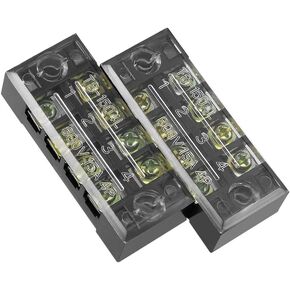 uxcell 2 Pcs 4 Positions Dual Rows 600V 15A Wire Barrier Block Terminal Strip TB-1504L