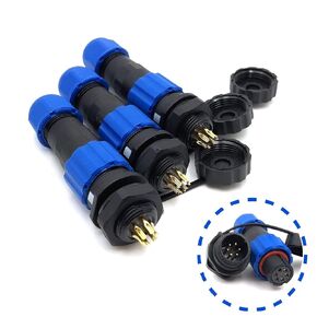 SD13 6PIN Waterproof Power Connector, High Voltage Circular Electrical Power Connector Plug(Female)-Socket(Male) (6pin, Panel Mount x 3set)