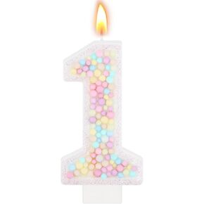 MTLEE Number Candle Pastel Birthday Candle Macaron Glitter 3D Rainbow Number Candle Cake Topper for Girl Boy Birthday Wedding Anniversary Sweet Theme Party Decorations (Number 6)