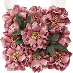 TINGE TIME Artificial Flowers 9pcs Silk Peony Fake Flower for DIY Wedding Craft Bridal Bouquets Centerpieces Arrangements Party Baby Shower Home Decorations (Navy Blue)