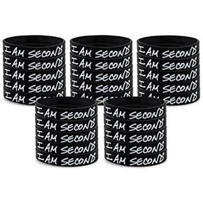 I Am Second Classic Youth/Petite Silicone Wristbands (25 Pack, Black)