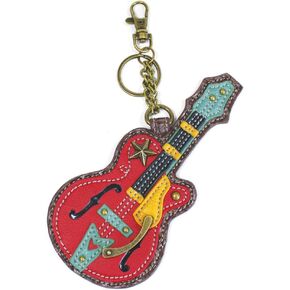 Chala Rock Star Guitar Key Chain Coin Purse Leather Bag Fob Charm New