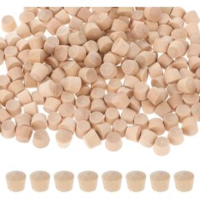 200Pcs Flat Head Wood Plugs 3/8 Inch Wooden Hole Plugs Wooden Button Plugs Hardwood Hole Plugs Wood Caps Screw Hole Plugs Wood Screw Covers for Holes in Locking Hole Tube Furniture (3/8 Inch)