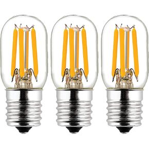BlueStars E17 T7 LED Light Bulb 2W 120V (25W Incandescent Equivalent), Energy Saving, 2700K Warm White, 220lm for Microwave Oven, Range Hood, Refrigerator Light - 3 Packs
