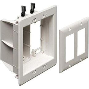 Arlington TVBU505-1 Recessed TV Box Wall Plate Kit Paintable 2-Gang, White