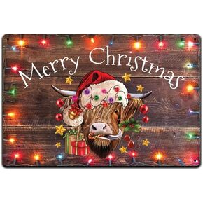 Merry Christmas Cow 12 X 8 Metal Tin Sign Décor Merry Christmas Xmas Winter Frenchie French Bulldog Elf Reindeer Santa Saint Nick Snow Wreath Gift MS208