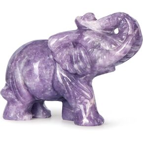 Crystal Elephant Decor Rainbow Fluorite Elephant Statues Home Decor Healing Stones Figurine Elephant Decorations for Home 2"