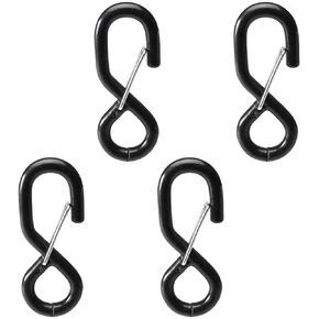 US Cargo Control Heavy Duty Black Vinyl Coated S-Hook w/Keeper - 4 Pack
