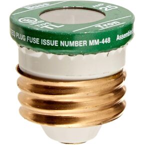 Bussmann BP/TL-25 Tl Time Delay Medium Duty Low Voltage Plug Fuse, 25 A, 125 Vac, 10 Ka, No Size, No Color