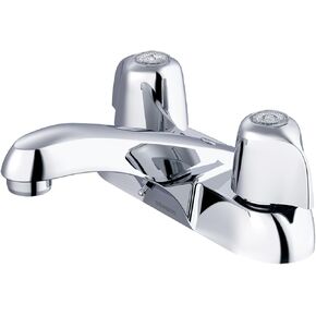 Gerber Classics Two Handle Centerset 3-Hole Bathroom Faucet with Wrist Blade Handles with Hot Cold Indicators, Chrome G0043411, Utility Lavatory Sink Faucet