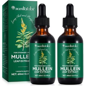 2 Bottles Mullein Drops for Lungs - Mullein Leaf Extract Supplement - Lung Cleanse Respiratory for Smokers - 4.04 fl oz