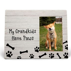 Dog Grandma Picture Frame, Dog Grandparents Frame, Dog Gifts for Grandparents, Birthday Dog Gifts for Grandma Grandpa, My Grandkids Have Paws Wood Photo Frame for 4x6 Photos