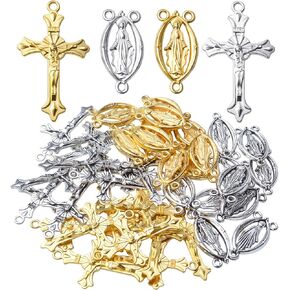 Aylifu Alloy Rosary Cross and Center Miraculous Jesus Maria Our Lady Crucifix Medal Charms Pendants