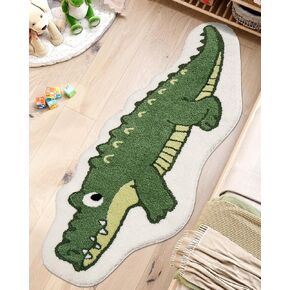 DEXI Cute Area Rugs for Bedroom Living Room, Soft Absorbent Animal Shaped Bedside Rugs, Non-Slip Washable Floor mat for Kids Boys Girls Room Home Decor, 24"x69",Beige