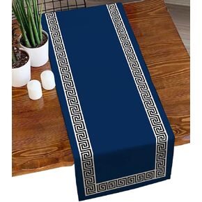 Table Runners 36 Inches Long Geometric Greek Key Design Short Coffee Table Runners Navy Blue Small Table Runner Dresser Scarf Table Dustcover Bedside Tablecover for Everyday Use 13x36 Inches in Saudi Arabia