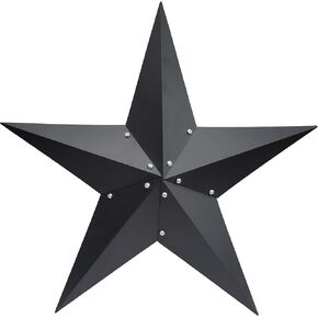 JoyEvy 24" Barn Star-Black Barn Star Outdoor Decoration-Metal Star for Outside Texas Stars Art Rustic Vintage Western Country Home Farmhouse Primitive House Decor- Primitive Wall Décor