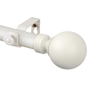 Rod Desyne Globe 1" Single Curtain Rod, 66-120 inch, White in Kuwait