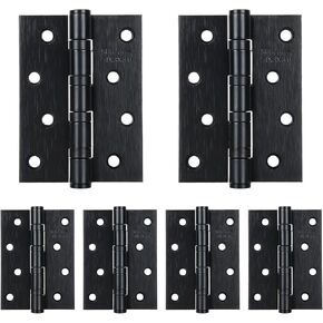 6PCS Matt Black Door Hinges 4 Inch x 3 Inch, Square Interior Hinges, Stainless Steel Hardware Hinge for Interior Door and Exterior Door Use, Hinge Bearing Diameter 1/2 Inch, Thickness 1/10 Inch