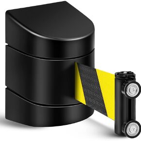1 Pack 16.4 ft Magnetic Wall Mount Retractable Belt Magnetic Crowd Control Wall Barrier, Safety Retractable Barrier with ABS Case, Yellow Black Rope Safety Barrier for Grocery Retail Store