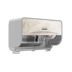 ICON Coreless Standard Roll Horizontal Toilet Paper Dispenser 2 Roll (58742), with Warm Marble Design Faceplate, 7.9" x 12.4" x 6.42" (Qty 1)