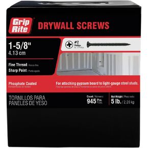 Grip-Rite 158DWS5#6 X 1-5/8" Phillips Bugle Head Fine Thread Sharp Point Drywall Screw, 5lb Box in Saudi Arabia