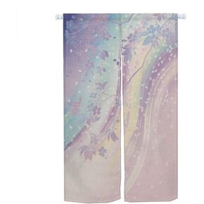 Leowefowa Noren Japanese Doorway Curtain Japanese Style Door Curtain Window Treatment Door Tapestry Polyester for Kitchen Home Decorations 33.5" Width x 59" Long (Cherry Blossom Printed) Purple