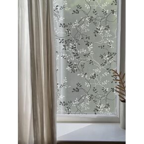 Vintage Whitish Flowers Frosted Window Privacy Film, Static Cling Floral Window Film for Home Glass Decor, Butterfly Blossom 22.83"X78.74"