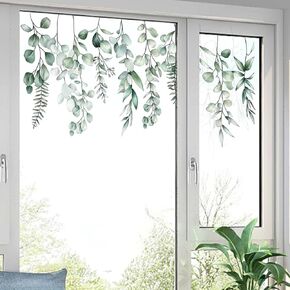 Window Clings Hanging Green Vines Leaves Static Window Stickers Removable Double Sided Window Decals for Home Office Classroom Glass Door Window Decor