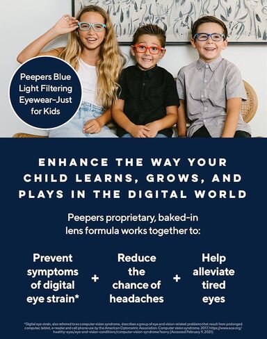 نظارات قراءة Peepers من PeeperSpecs سيمبلي كيدز مستديرة زرقاء اللون تحجب الضوء in Kuwait