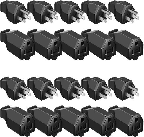 20 Pieces Extension Cord Plug Replacement Extension Cord Ends 125V 15A 2 Pole 3 Wire Male Plug and Female Connector Straight Plug Replacement NEMA 5-15r 1875w (Male and Female Style) in Saudi Arabia