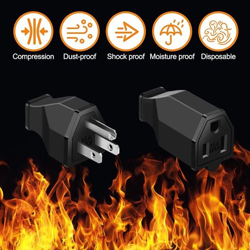 20 Pieces Extension Cord Plug Replacement Extension Cord Ends 125V 15A 2 Pole 3 Wire Male Plug and Female Connector Straight Plug Replacement NEMA 5-15r 1875w (Male and Female Style) in Saudi Arabia
