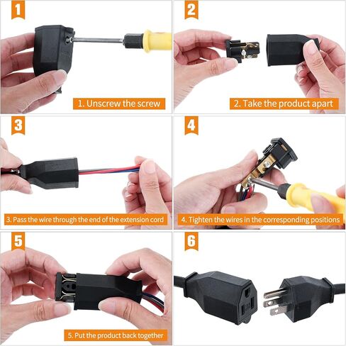 20 Pieces Extension Cord Plug Replacement Extension Cord Ends 125V 15A 2 Pole 3 Wire Male Plug and Female Connector Straight Plug Replacement NEMA 5-15r 1875w (Male and Female Style) in Saudi Arabia