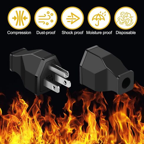 20 Pieces Extension Cord Plug Replacement Extension Cord Ends 125V 15A 2 Pole 3 Wire Male Plug and Female Connector Straight Plug Replacement NEMA 5-15r 1875w (Male and Female Style) in Saudi Arabia
