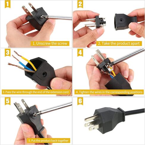 20 Pieces Extension Cord Plug Replacement Extension Cord Ends 125V 15A 2 Pole 3 Wire Male Plug and Female Connector Straight Plug Replacement NEMA 5-15r 1875w (Male and Female Style) in Saudi Arabia